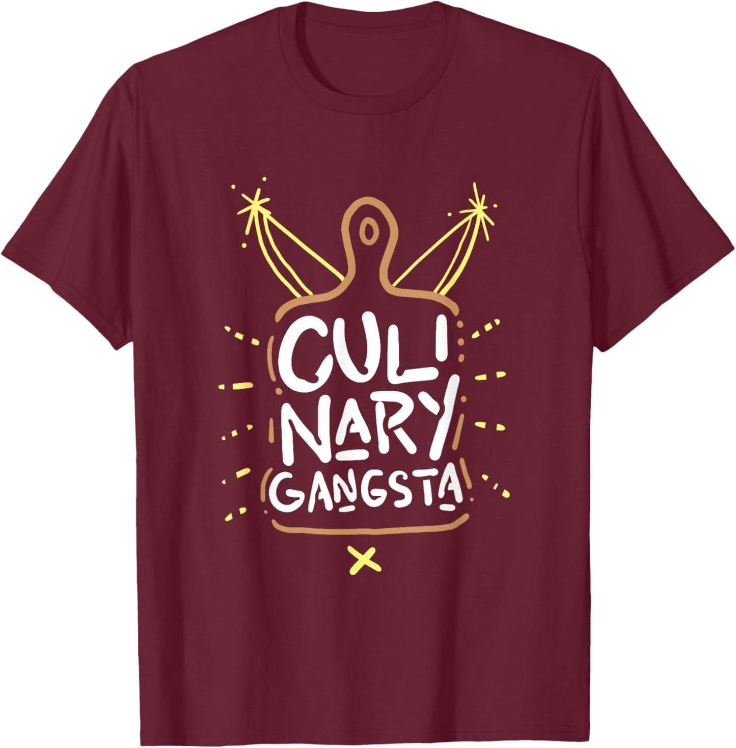 Funny Cooking & Chef Shirts - Culinary Gangster - Cool Cooking & Chef - Black - Small - Short Sleeve - - Classic Fit - Modern Novelty - Adult Male Cooks T-Shirt - T-Shirt | Maroon