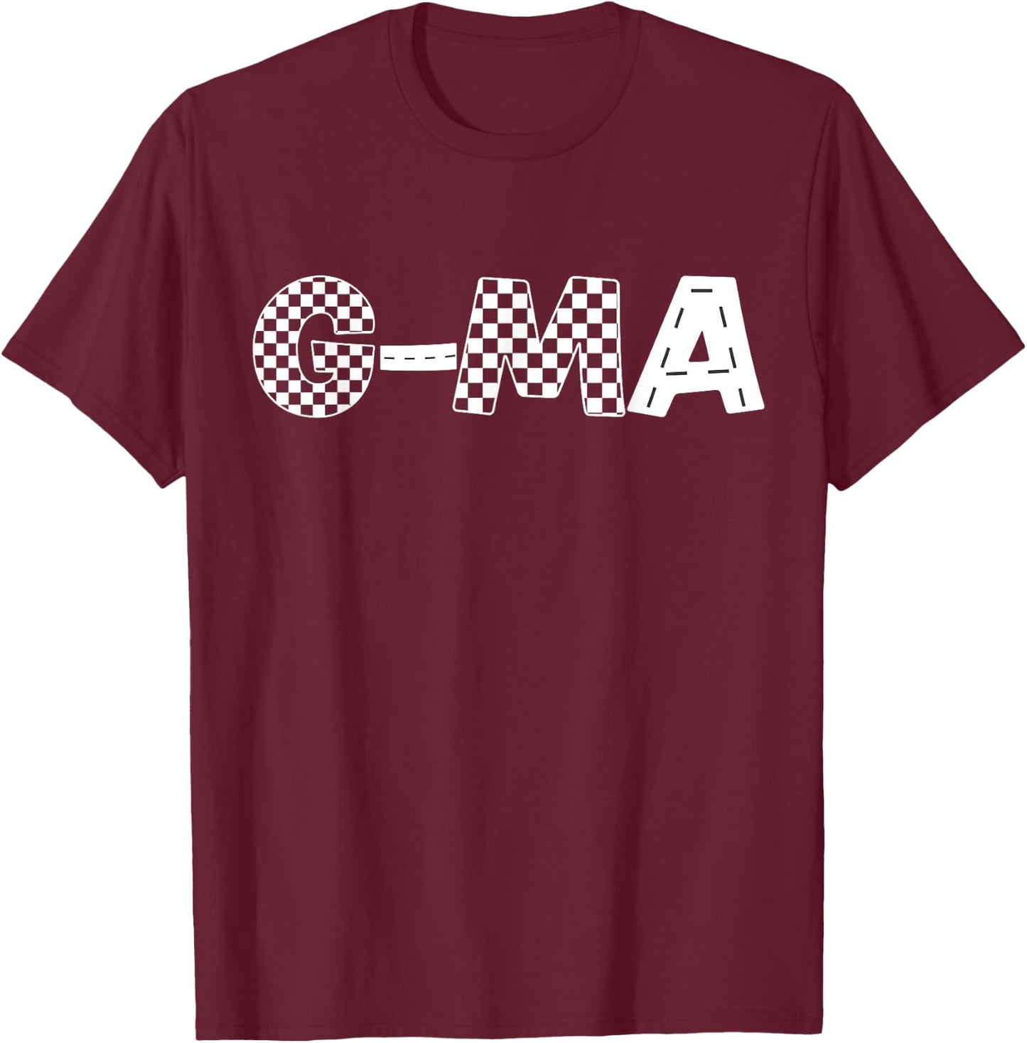 G-ma Racer Checkered Race Track Road Birthday Speed Party T-Shirt - T-Shirt | Maroon