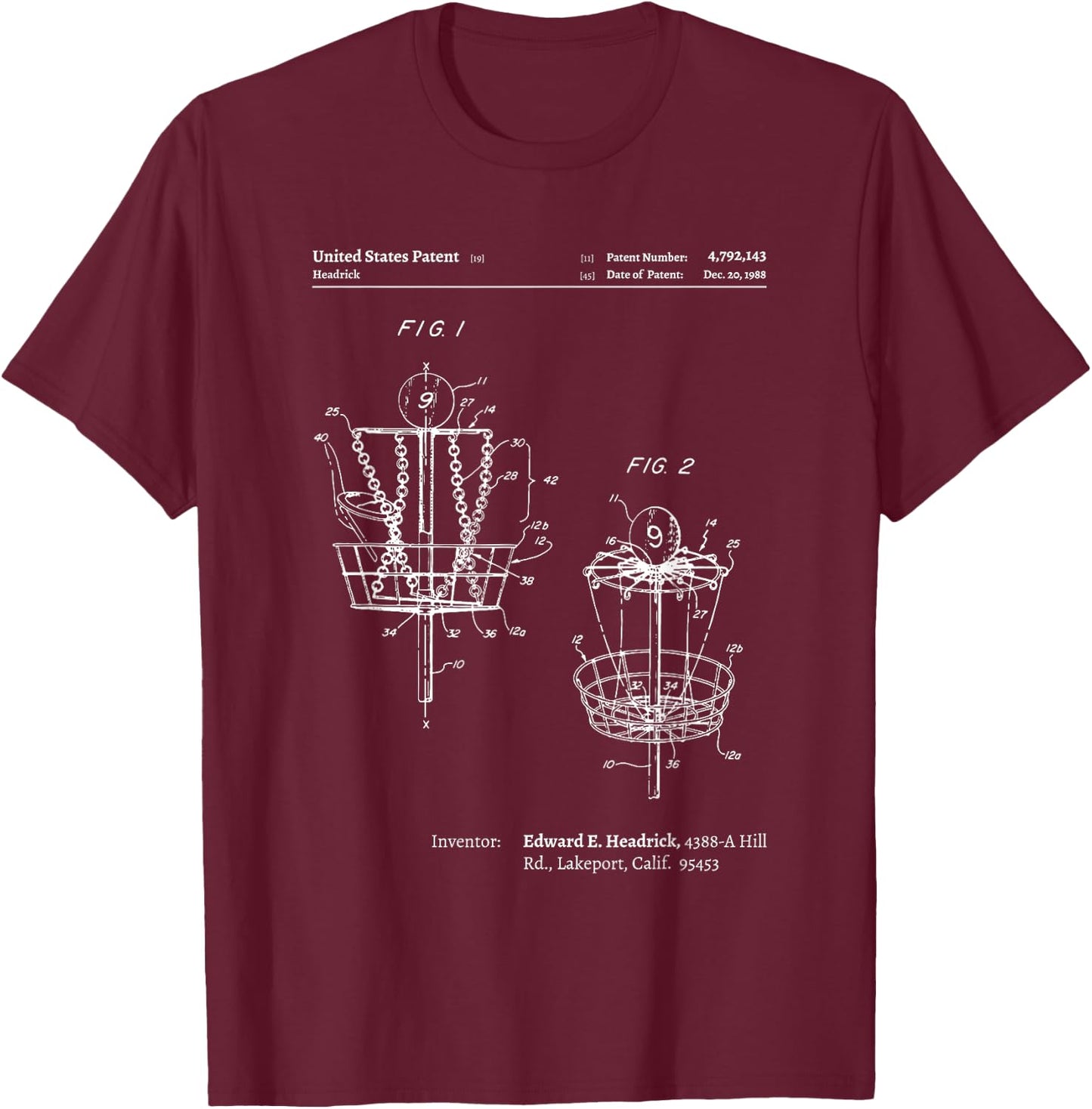 Disc Golf Women - Disc Golf Patent T-Shirt - T-Shirt | Maroon