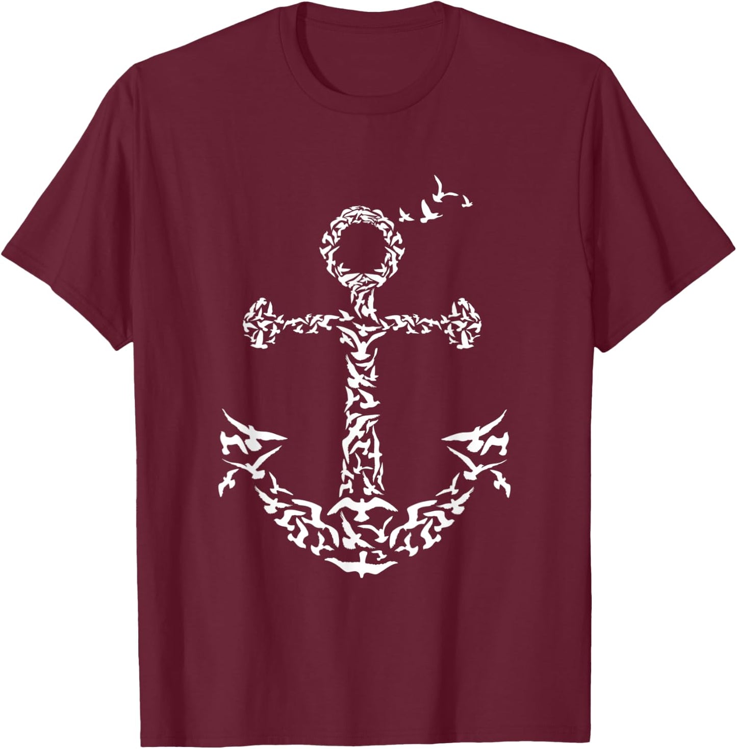 Anchor Birds Nautical T-Shirt - T-Shirt | Maroon