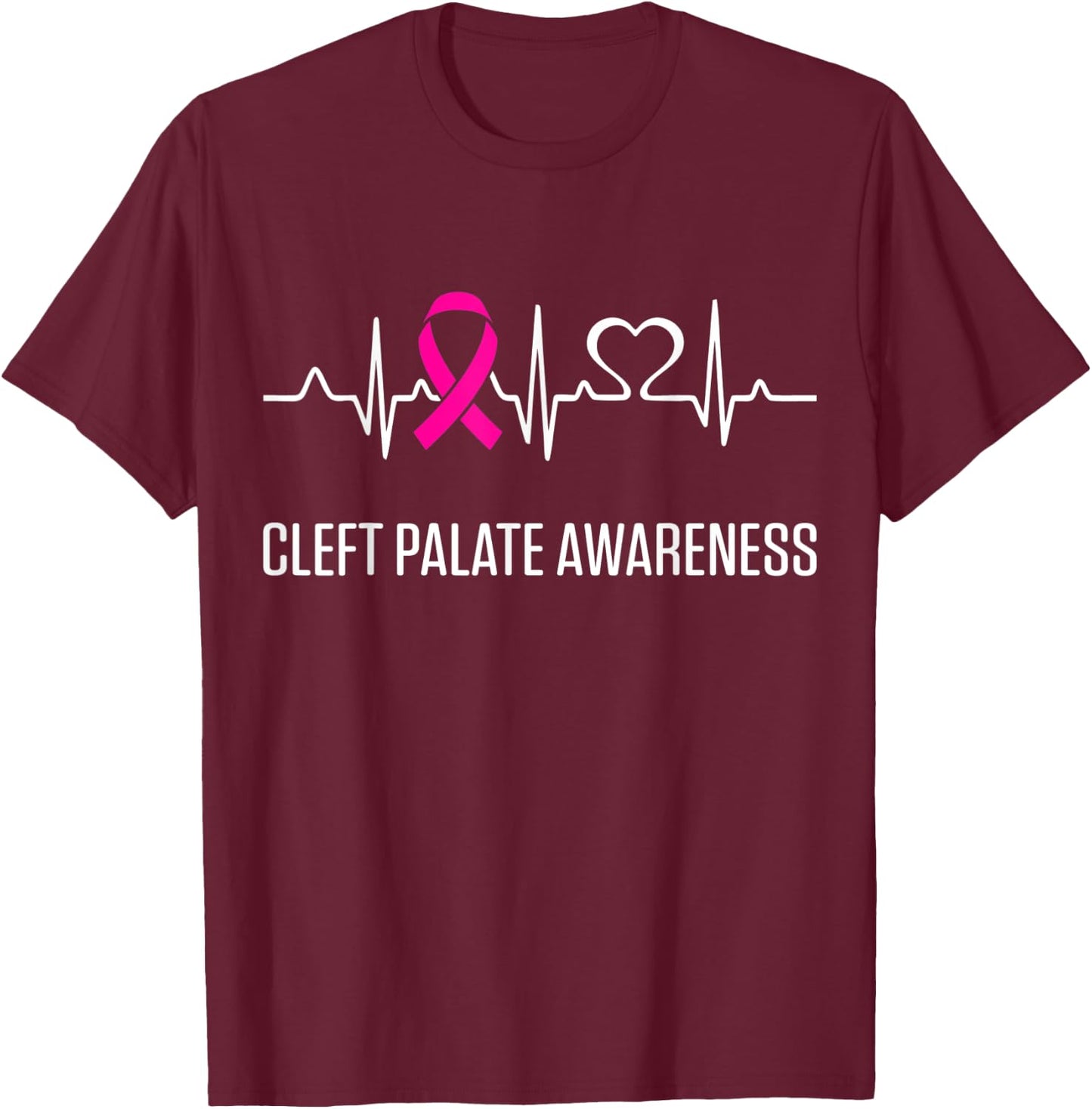 Cleft Palate Lip Heartbeat Cleft Strong Awareness T-Shirt - T-Shirt | Maroon