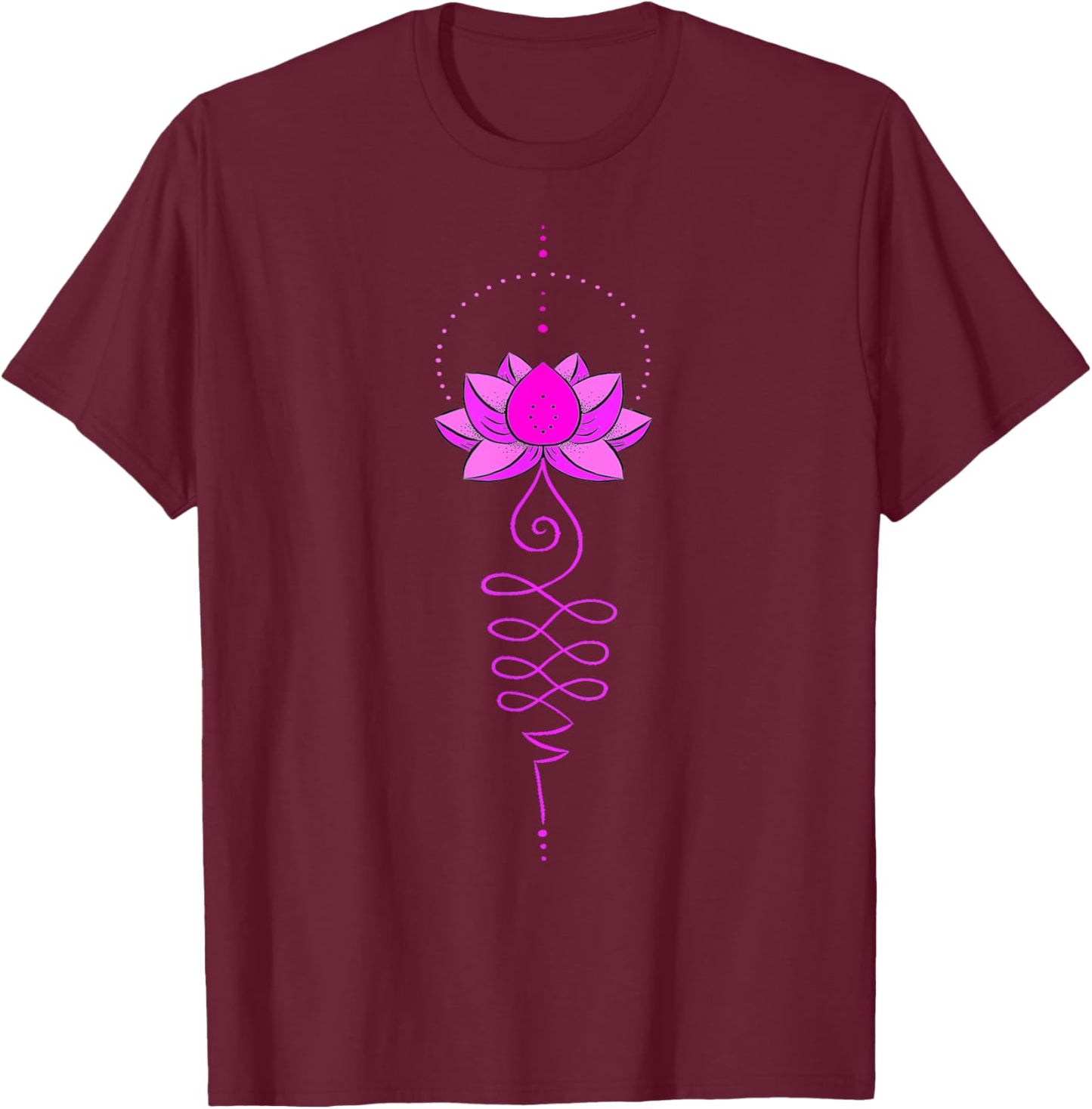 Unalome Tattoo Lotus Flower Tree Meditation Boho Zen Yoga T-Shirt - T-Shirt | Maroon