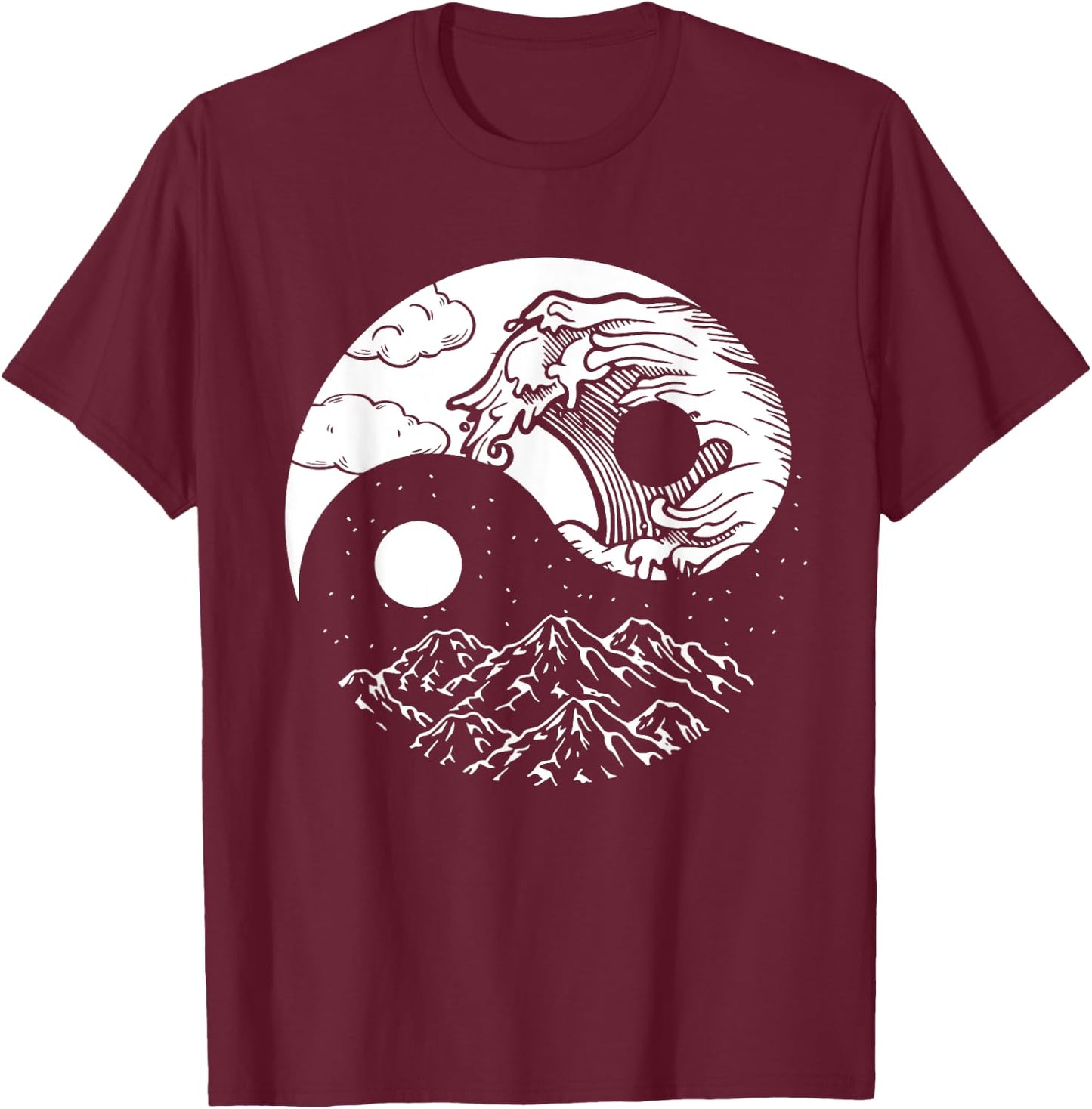 Qi Gong Clothes Tai Chi Qigong Chi Gong Yin Yang T-Shirt - T-Shirt | Maroon