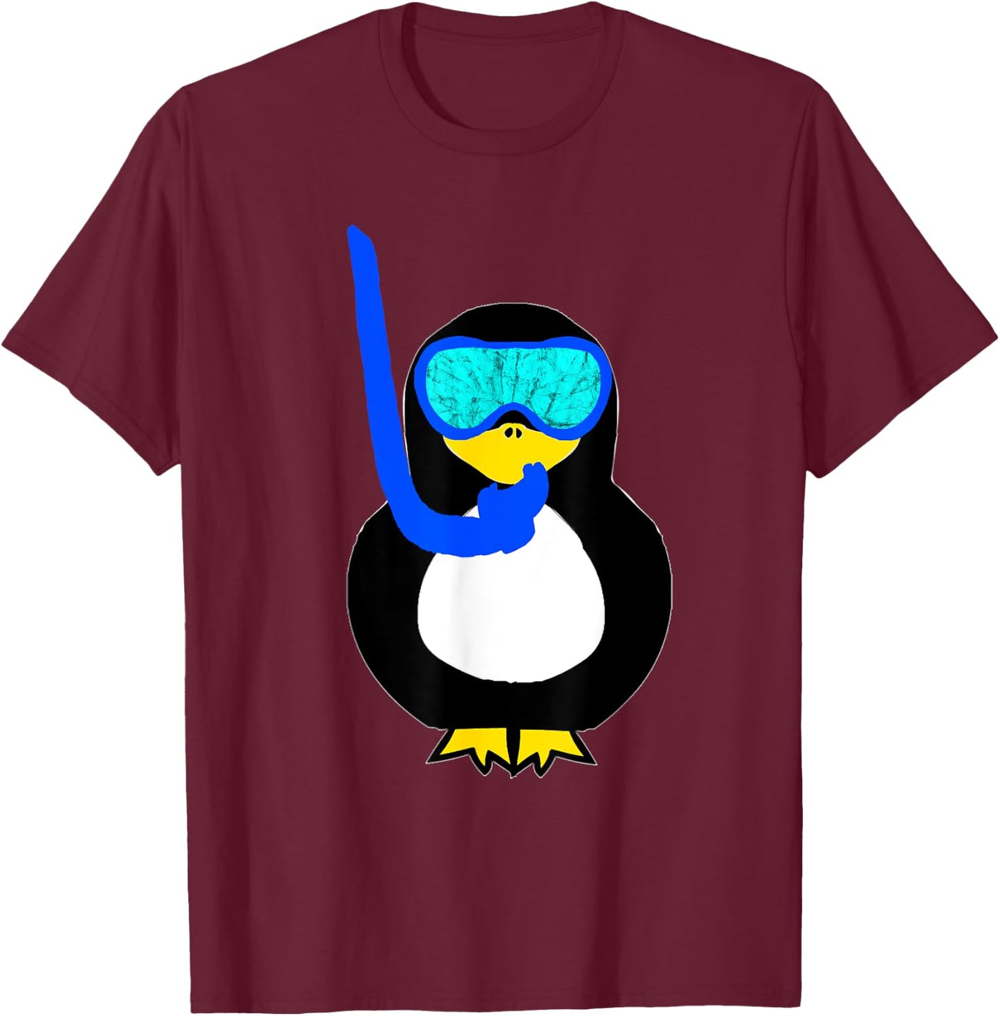 Snorkel Penguin Snorkeling Water Bird Scuba Diver Diving T-Shirt - T-Shirt | Maroon
