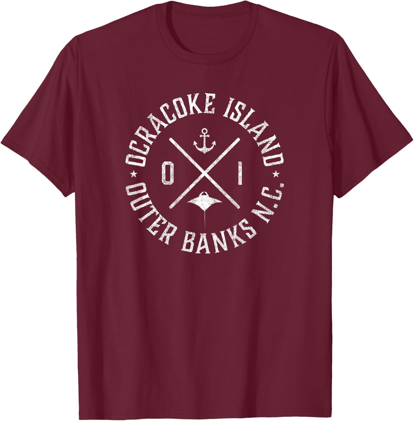 Ocracoke North Carolina - Vintage OBX NC Ocracoke Island T-Shirt - T-Shirt | Maroon