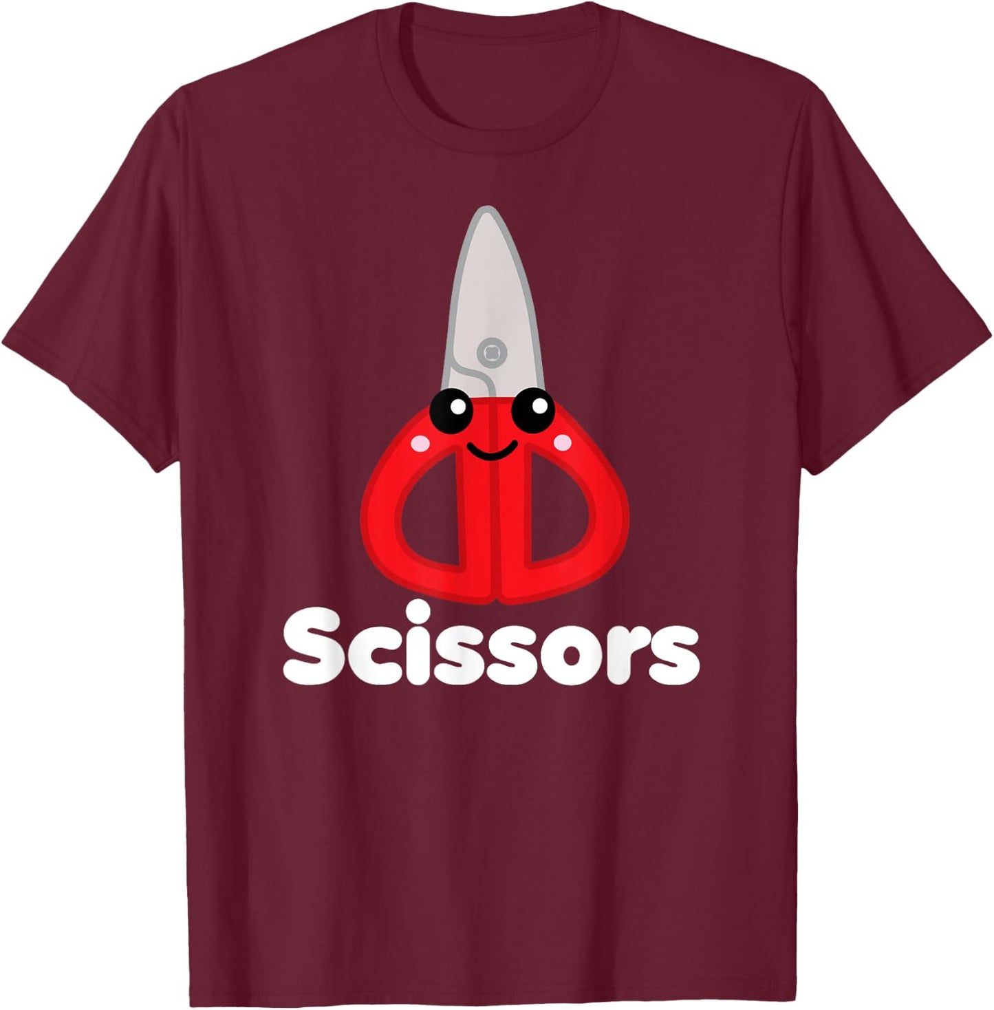 Rock Paper Scissors Group Halloween Costume Cute Kawaii T-Shirt - T-Shirt | Maroon