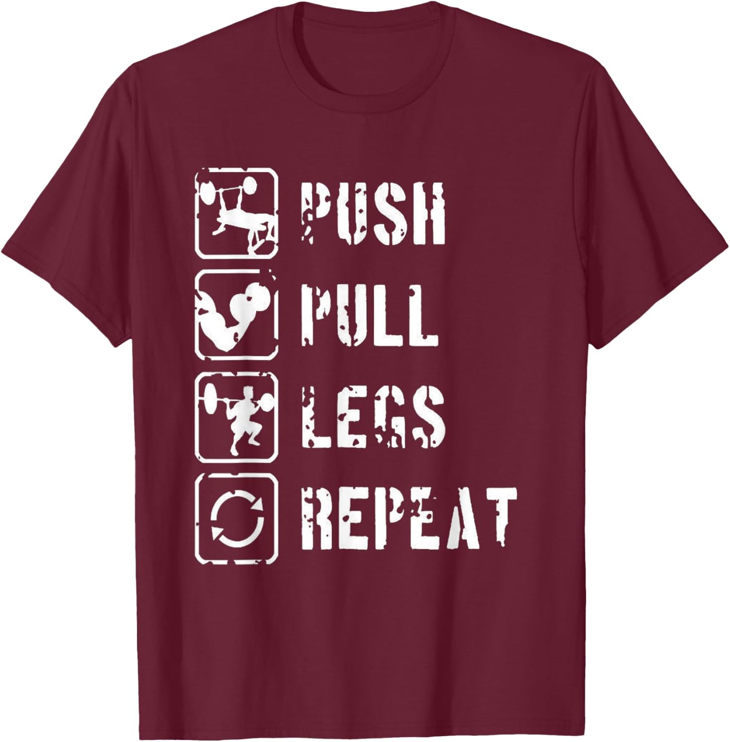 Eat Sleep Gym Repeat Men's Bodybuilding Gym Fitness T-Shirt - T-Shirt | Maroon