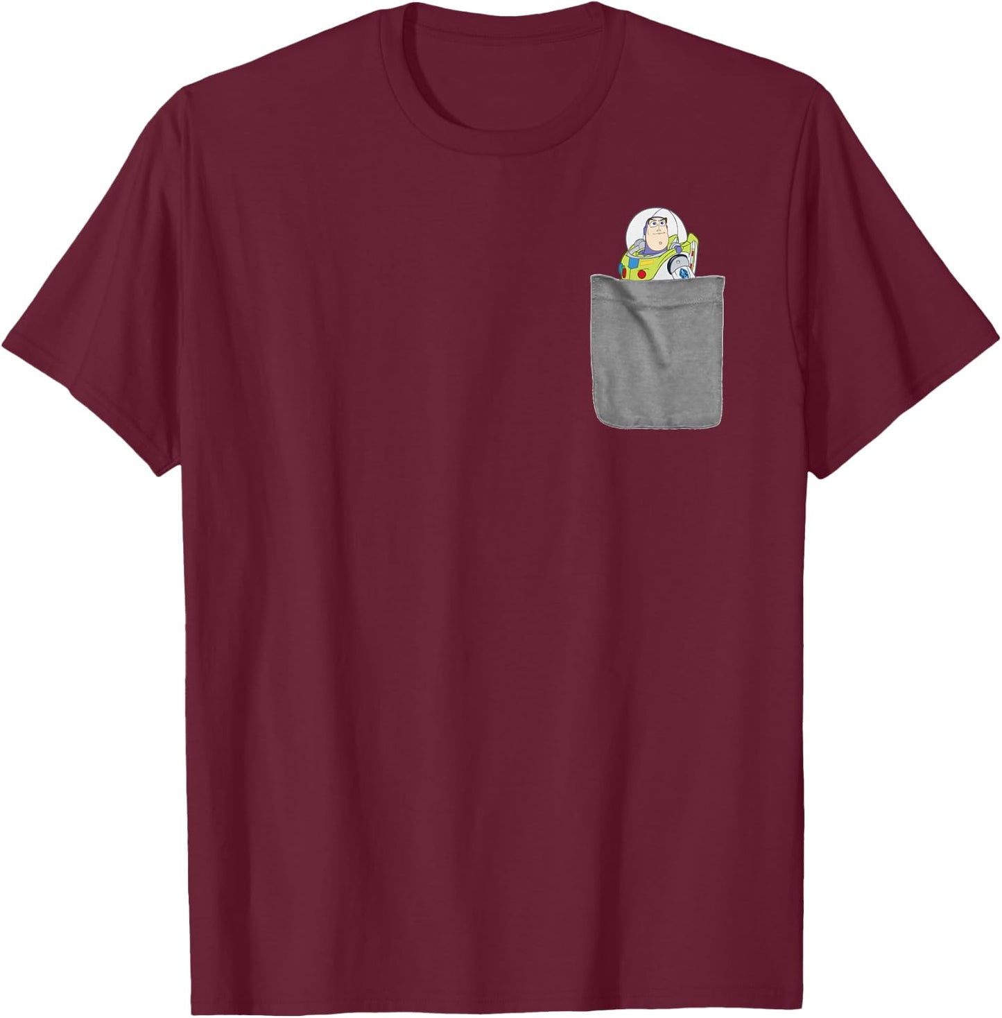 Disney Pixar Toy Story Buzz Lightyear Mini Pocket Logo T-Shirt - T-Shirt | Maroon