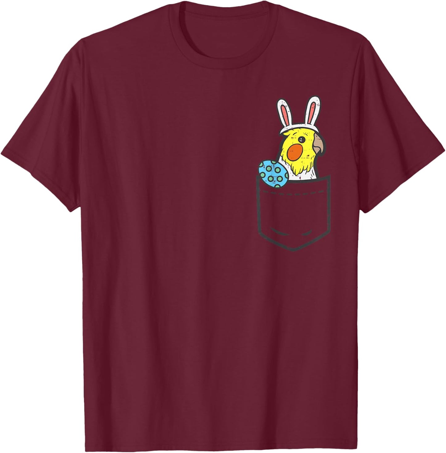 Pocket Easter Cockatiel Bunny Egg Cute Bird Men Women Kids T-Shirt - T-Shirt | Maroon