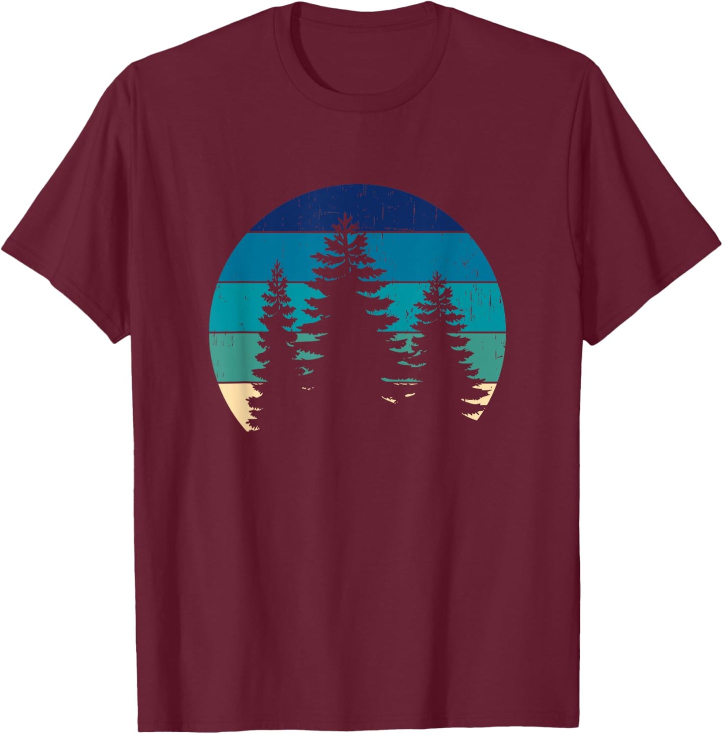 Outdoor retro minimalist pine tree T-Shirt - T-Shirt | Maroon