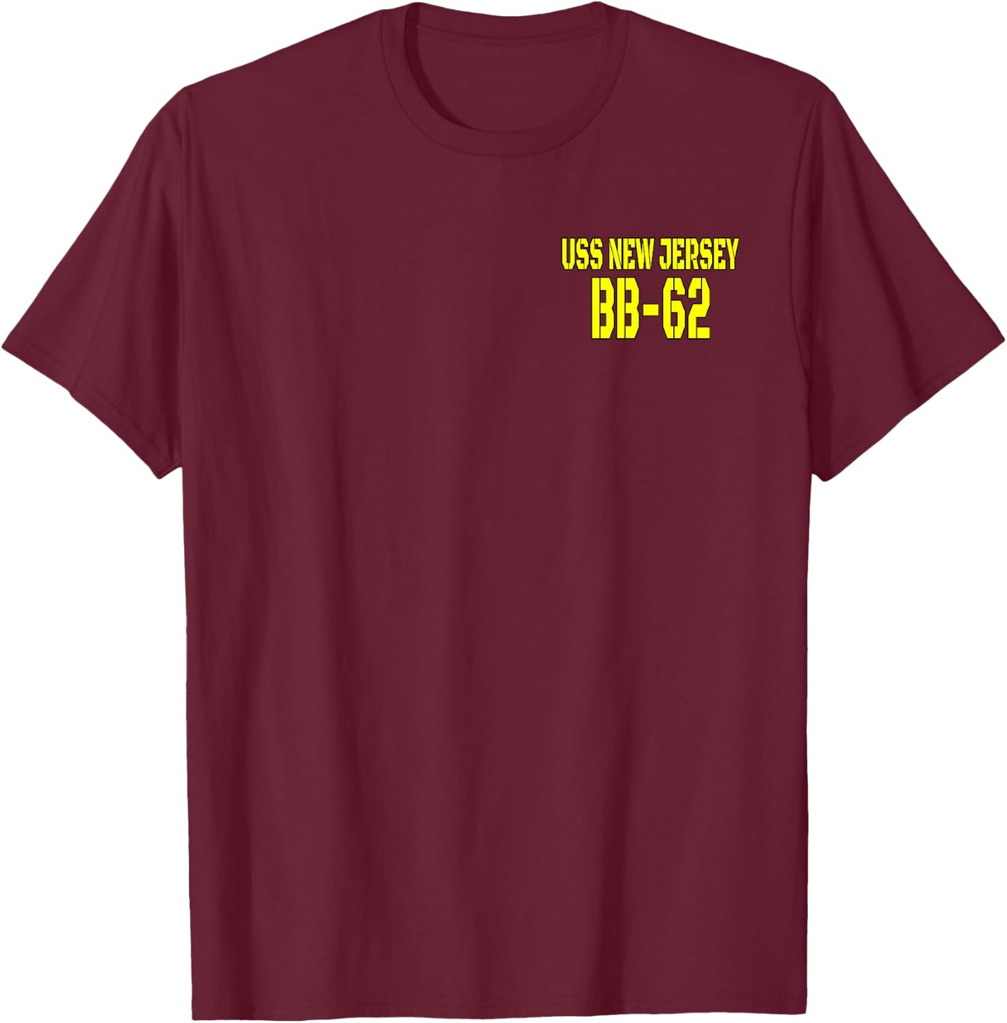 USS New Jersey BB-62 WW2 Battleship Warship Front&Back T-Shirt - T-Shirt | Maroon