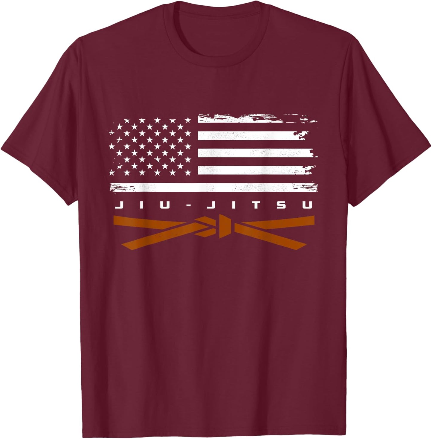 American Flag Jiu - Jitsu Apparel - Brown Belt Jiu Jitsu T-Shirt - T-Shirt | Maroon