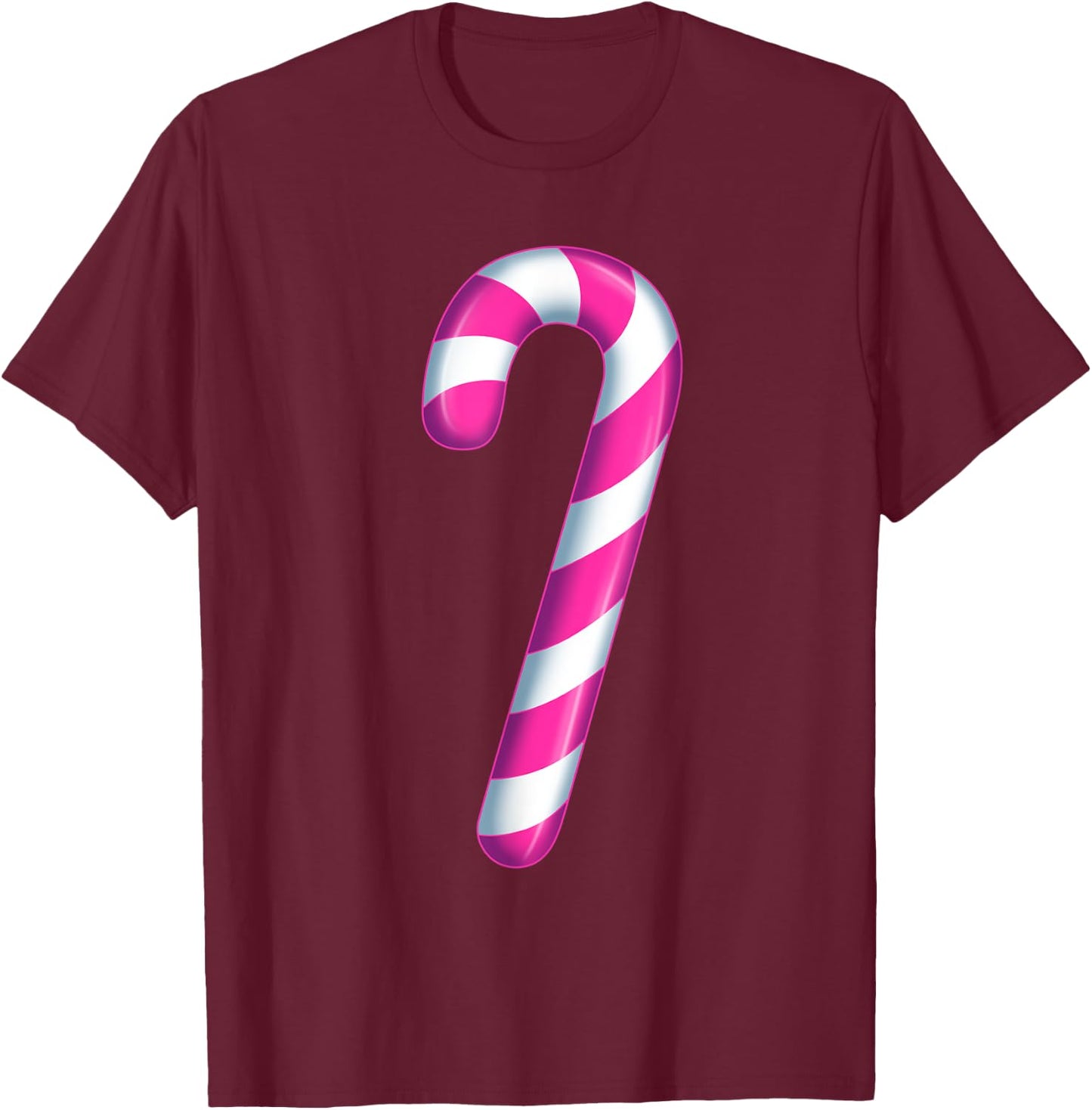 Pink and White Candy Cane Merry and Bright Women Costume T-Shirt - T-Shirt | Maroon