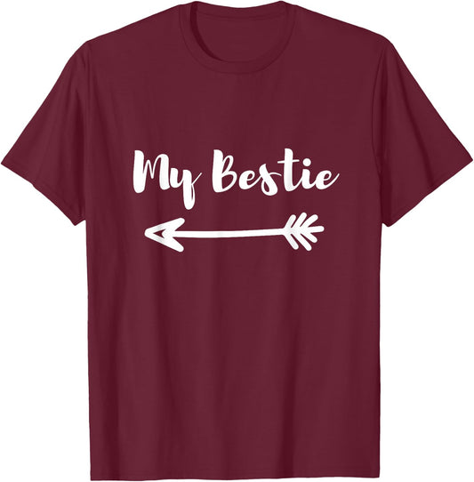 My Bestie Best Friend Left Arrow T-Shirt - T-Shirt | Maroon