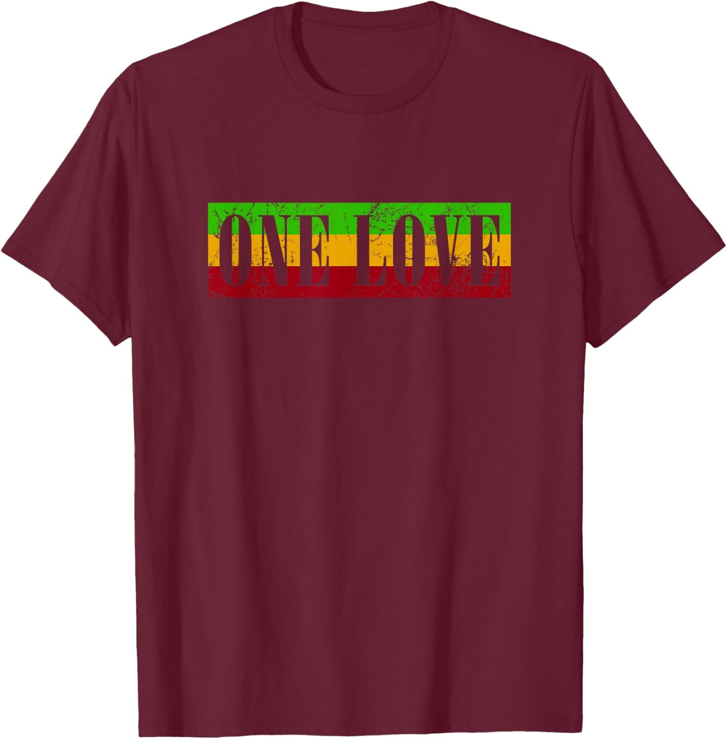 One Love Sign Rasta Jamaica Retro Vintage Gift T-Shirt - T-Shirt | Maroon