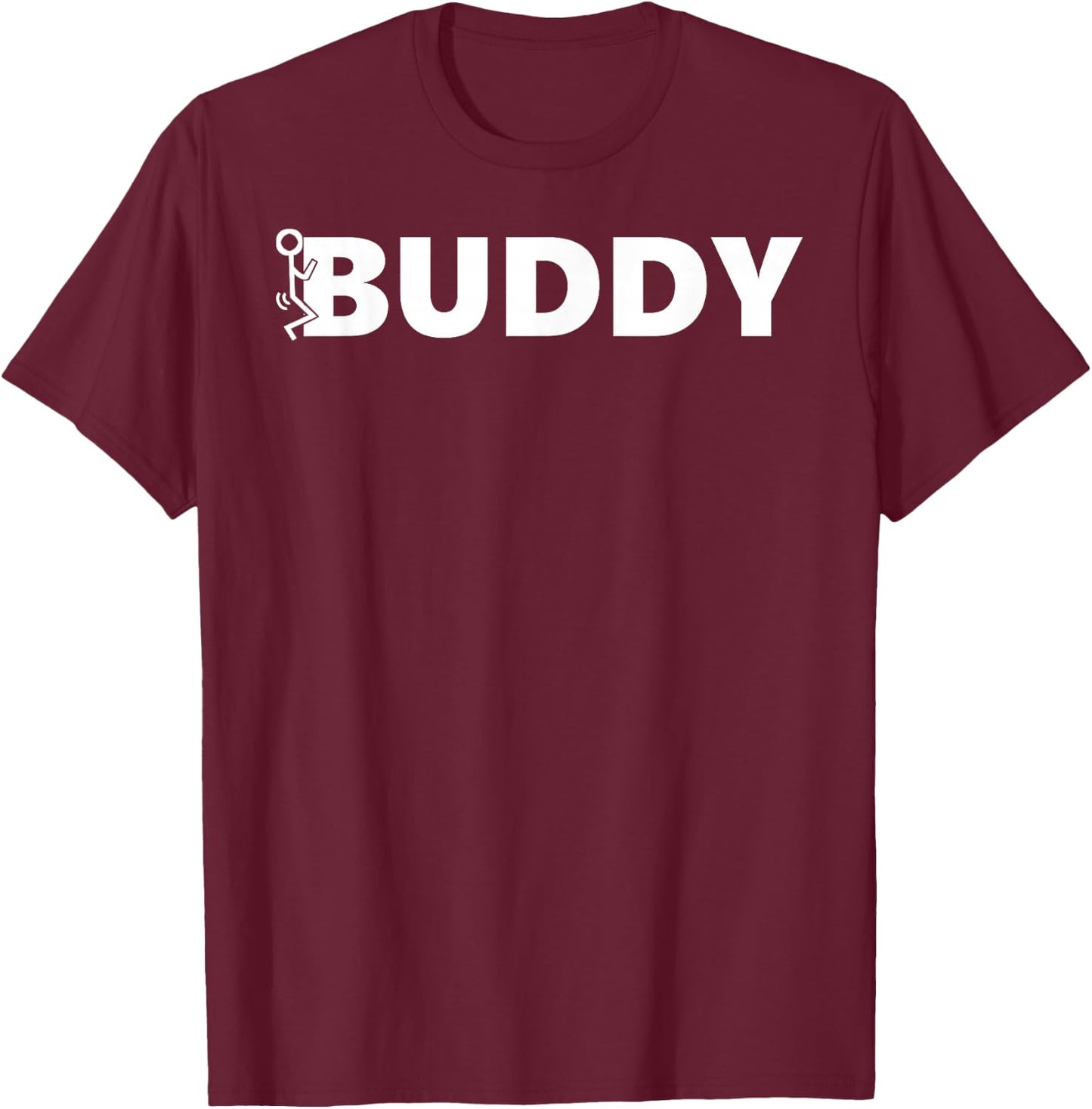 Fuck Hump Buddy With Stick Figure In Action T-Shirt - T-Shirt | Maroon