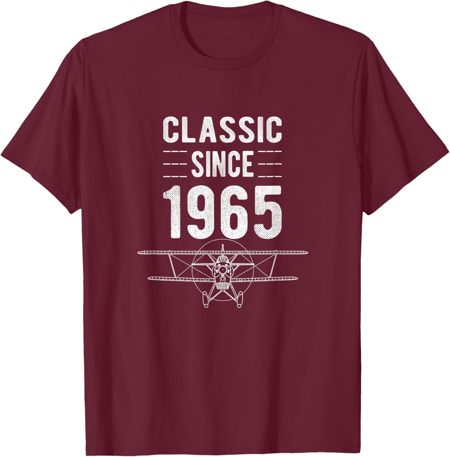 Classic 1965 Airplane Aviation 60 Year Old 60th Birthday T-Shirt - T-Shirt | Maroon