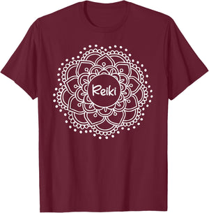 Reiki Mandala . Inspirational Yoga T-Shirt - T-Shirt | Maroon
