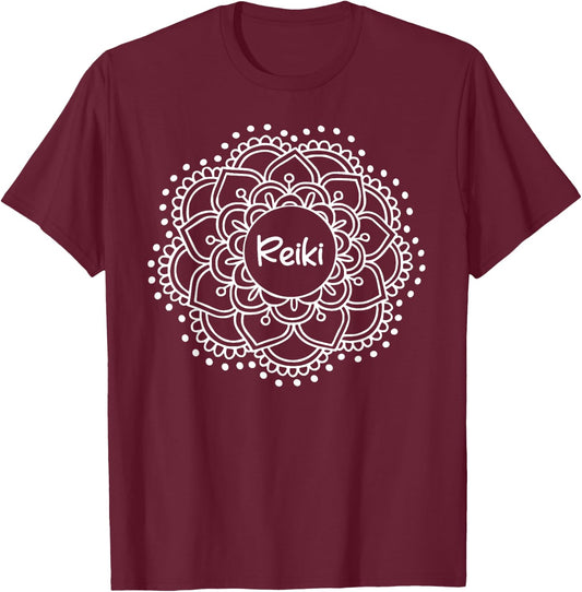 Reiki Mandala . Inspirational Yoga T-Shirt - T-Shirt | Maroon