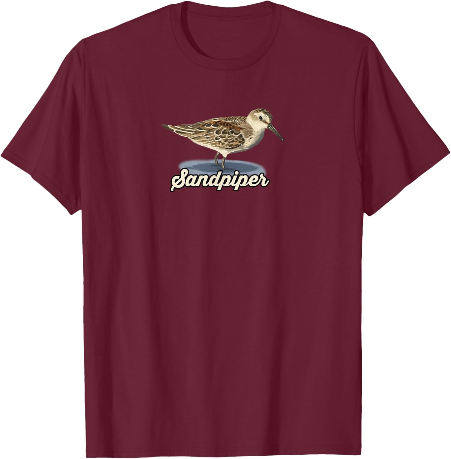Sandpiper: Birds of the Ocean T-Shirt - T-Shirt | Maroon