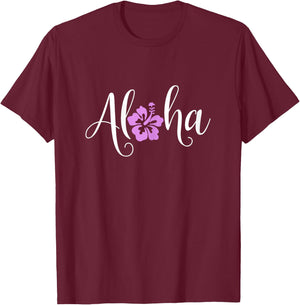 Aloha Hawaiian Hibiscus Flower Surfer Maui Kauai Hawaii T-Shirt - T-Shirt | Maroon