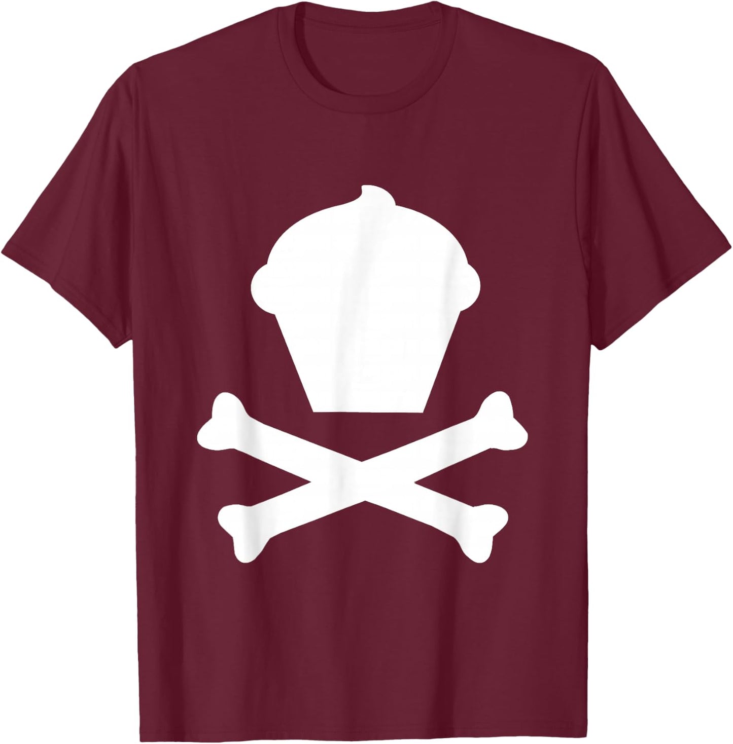 Cupcake & Crossbones Cute No Skull Not Scary Fun Gag T-Shirt - T-Shirt | Maroon