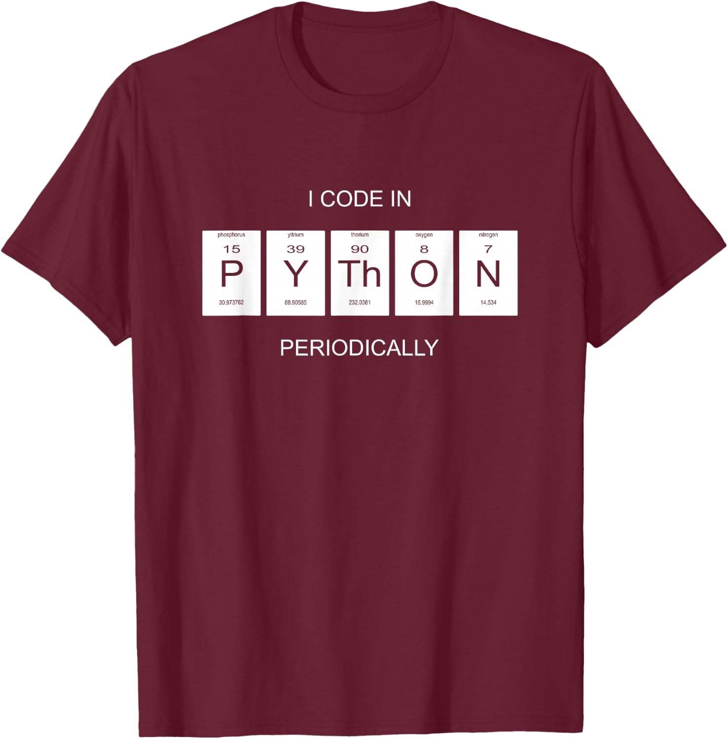Python Developer Periodic Table Gift I Web Design T-Shirt - T-Shirt | Maroon