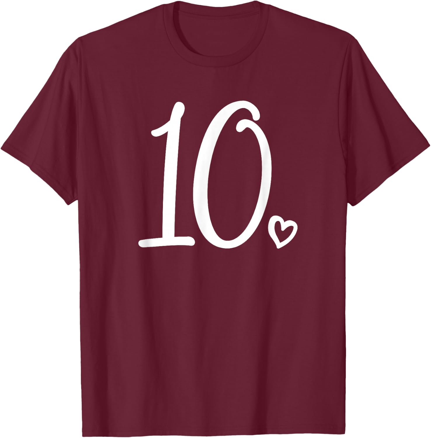 10th Birthday, for Girls, Number 10, Ten, Cute 10 Years Old T-Shirt - T-Shirt | Maroon