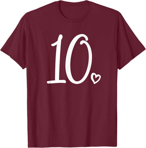 10th Birthday, for Girls, Number 10, Ten, Cute 10 Years Old T-Shirt - T-Shirt | Maroon