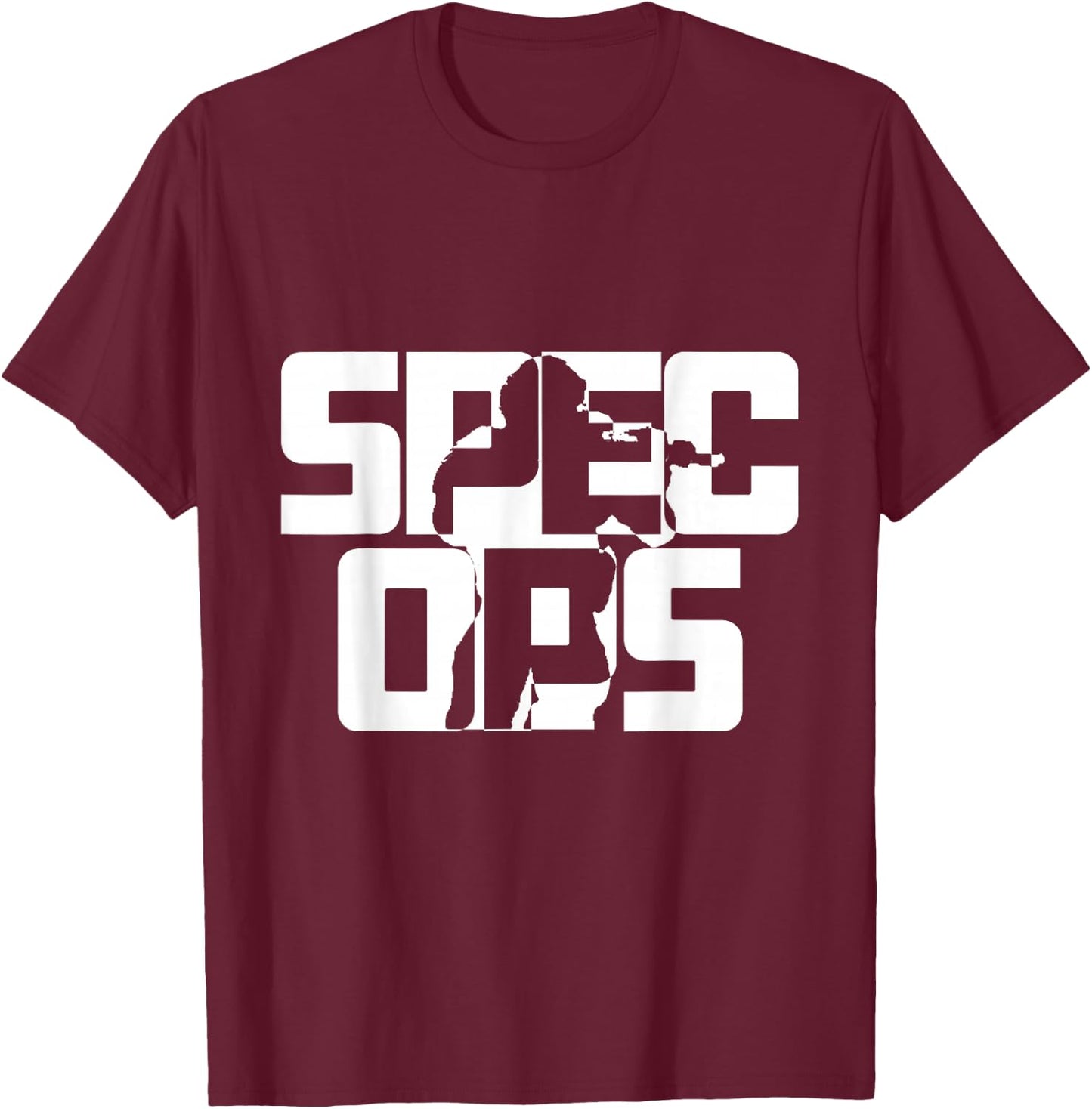 Spec Ops Tactical Military Silhouette Bold Design T-Shirt - T-Shirt | Maroon