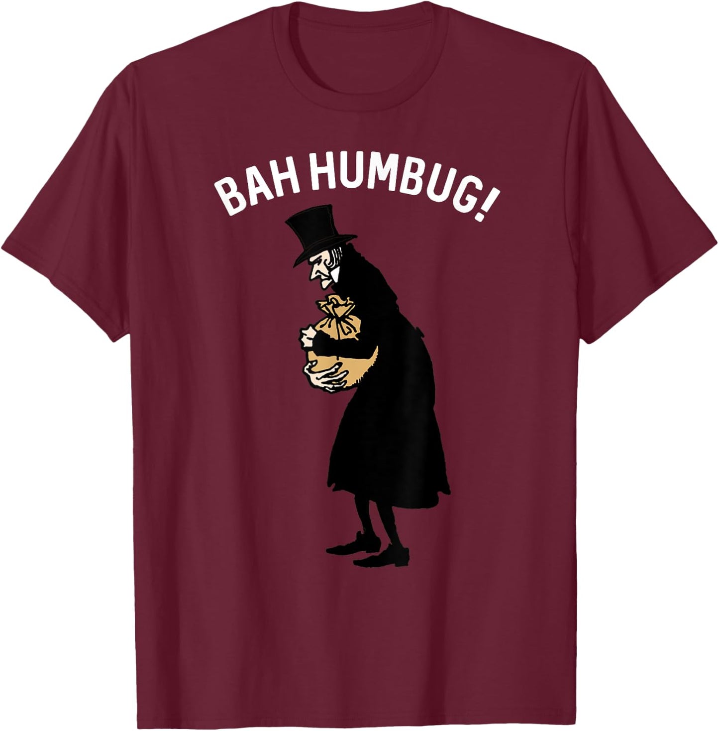 Fun Scrooge Bah Humbug Shirt Art Vintage Christmas Carol T-Shirt - T-Shirt | Maroon