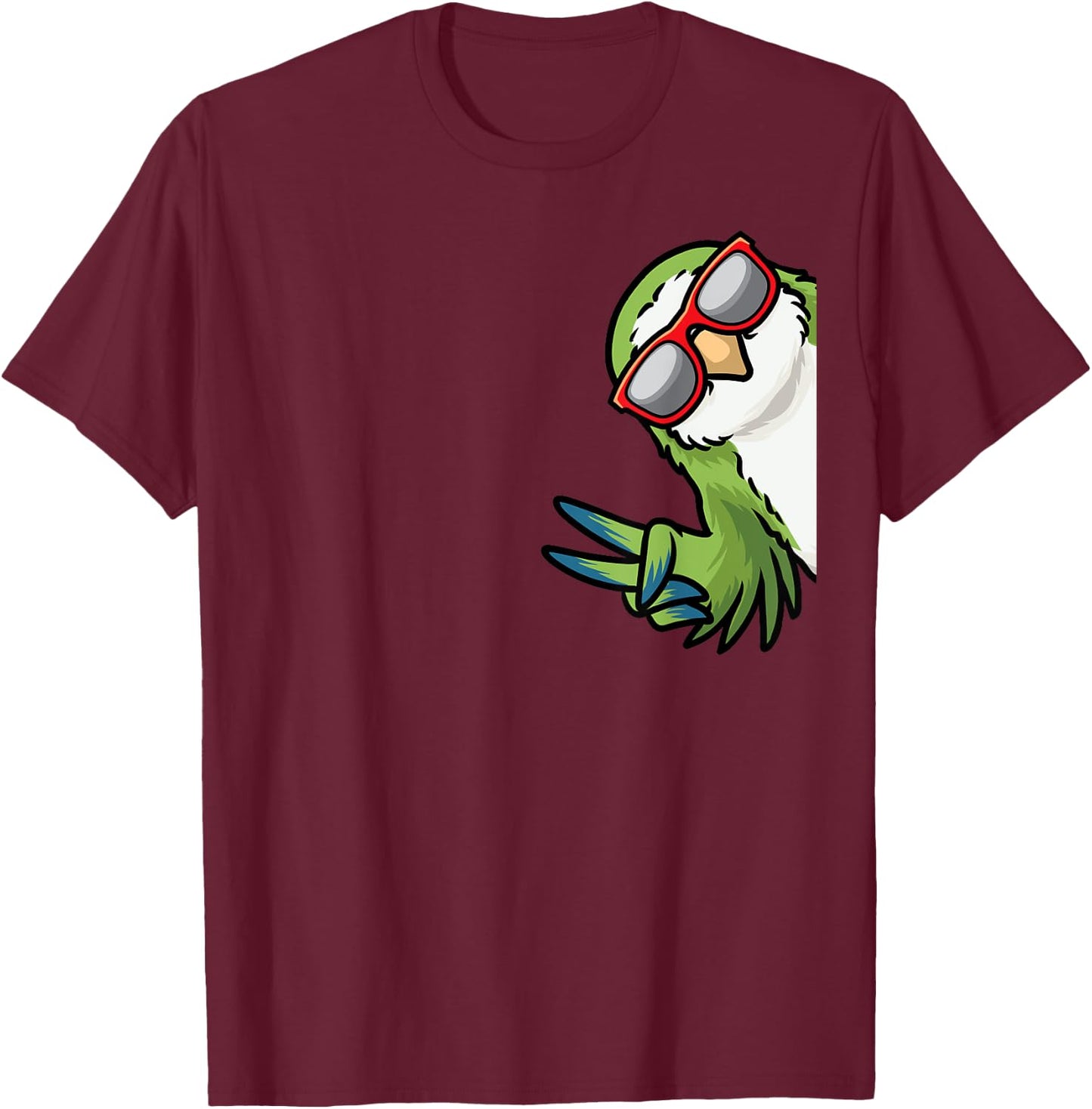Monk Parakeet Quaker Parrot Bird From Side Sunglasses T-Shirt - T-Shirt | Maroon