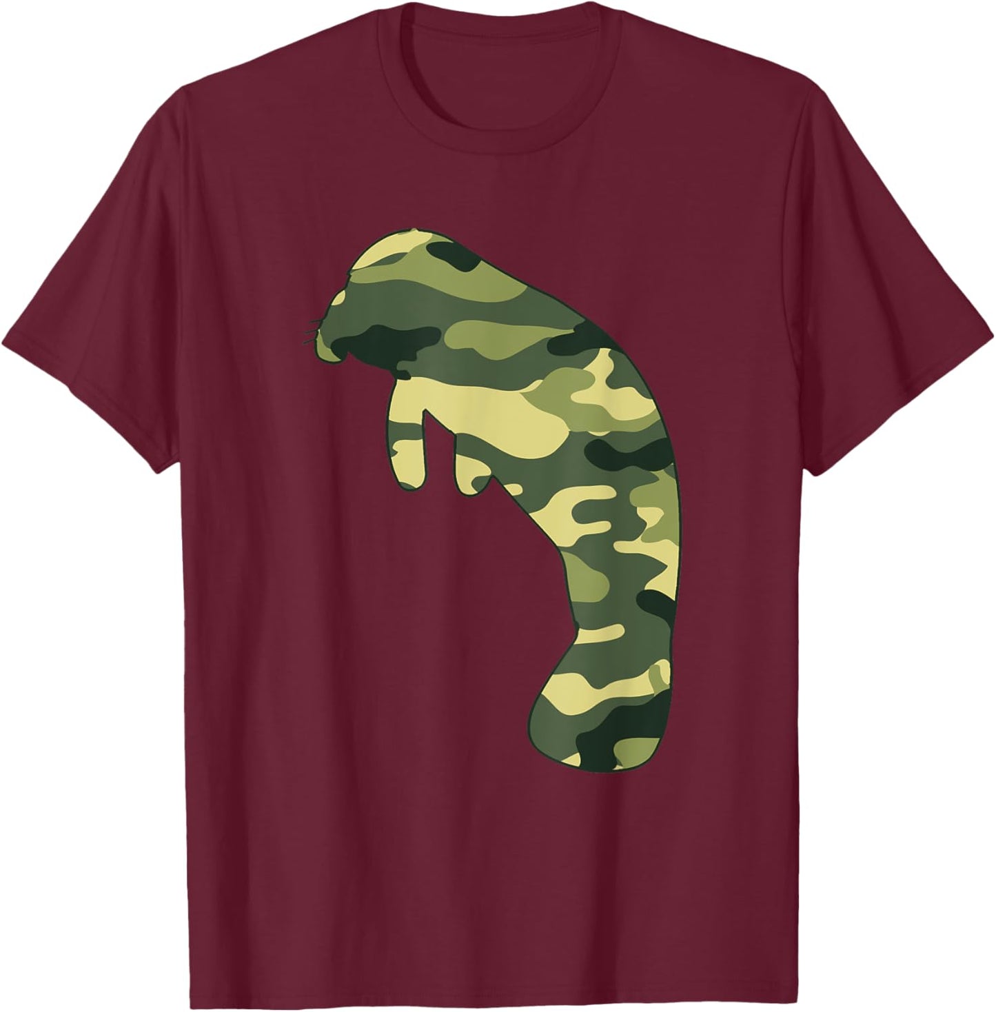 Military Dugong Camo Men Print US Manatee Veteran Gift T-Shirt - T-Shirt | Maroon