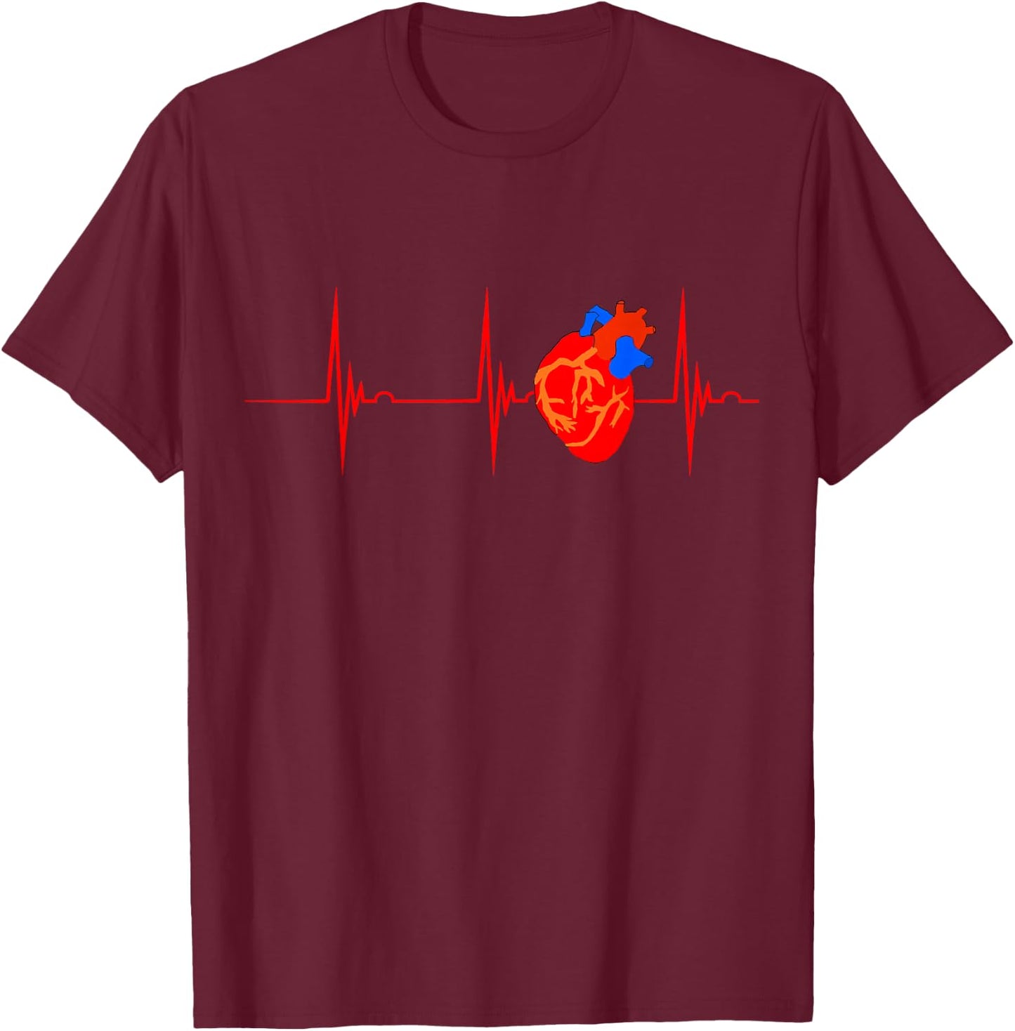 Cardiology Anatomy Heart Cardiologist Rhythm ECG Pulse Doctor T-Shirt - T-Shirt | Maroon