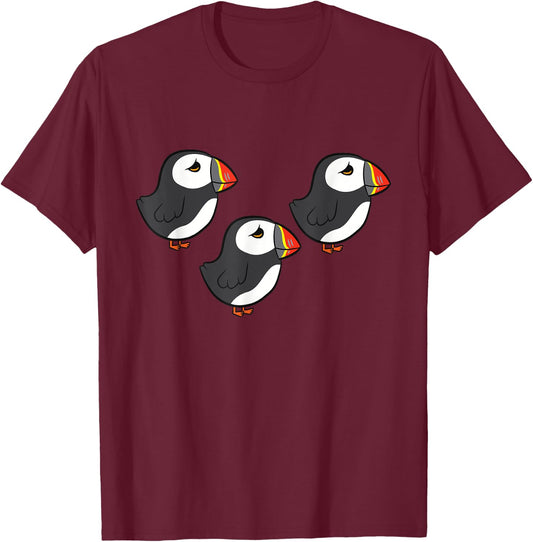 Cute Puffins Love Puffins T-Shirt - T-Shirt | Maroon