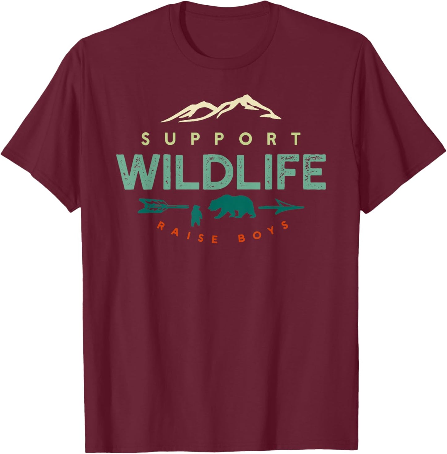Support Wildlife Raise Boys T-Shirt - T-Shirt | Maroon