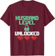 New Husband Level Unlocked Just Married Gamer Gift T-Shirt - T-Shirt | Maroon