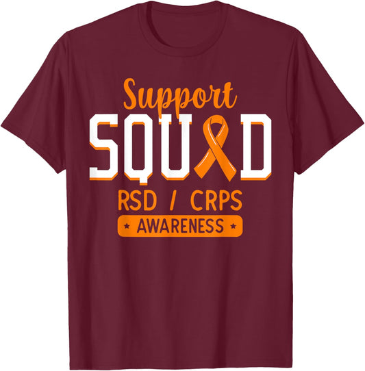Support Squad RSD/CRPS Complex Regional Pain Syndrome Orange T-Shirt - T-Shirt | Maroon