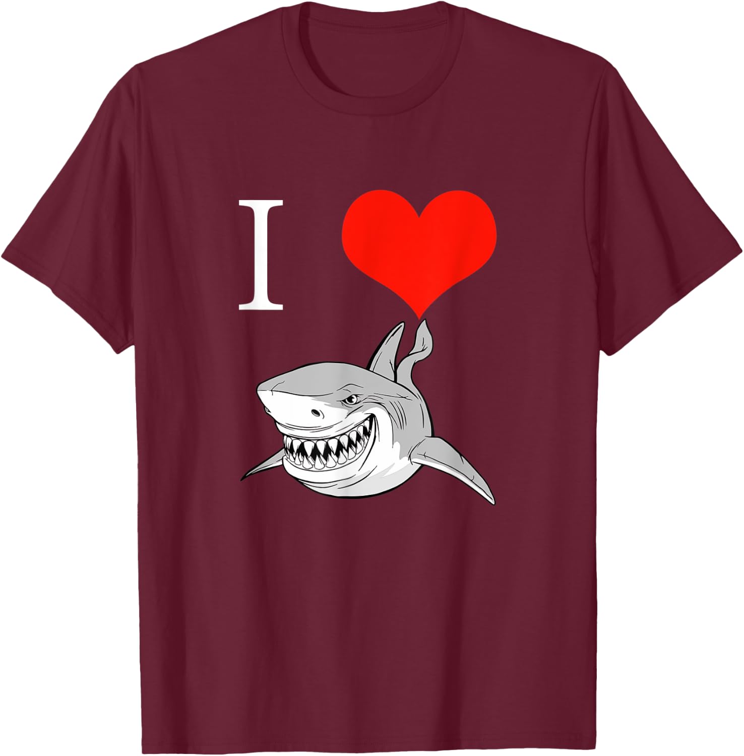 I Love Sharks T-Shirt - T-Shirt | Maroon
