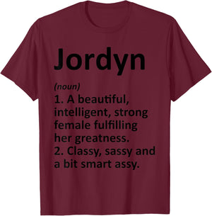 JORDYN Definition Personalized Name Funny Christmas Gift T-Shirt - T-Shirt | Maroon