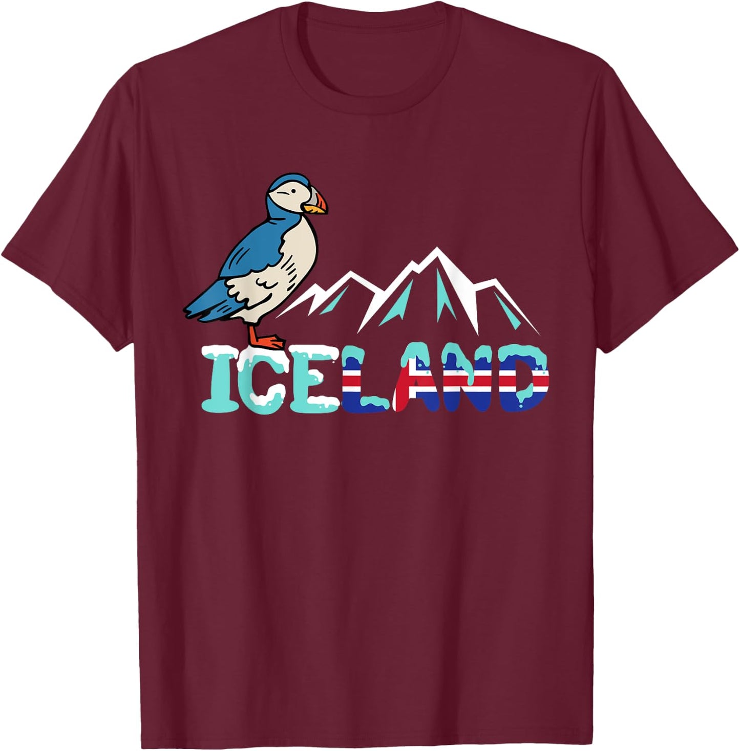Iceland Stud Puffin Icelandic Bird Nordic T-Shirt - T-Shirt | Maroon