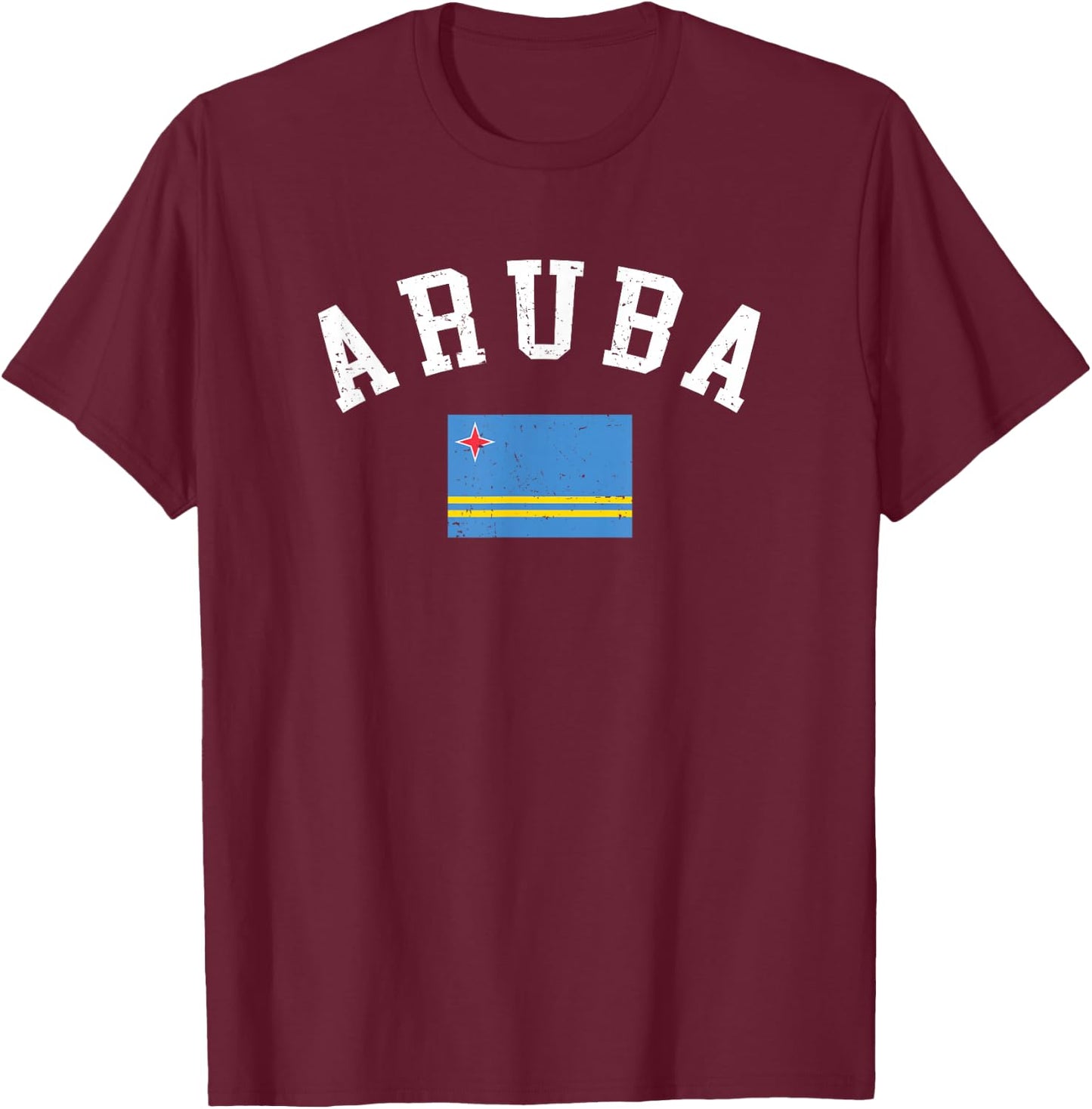 Aruba Flag Vintage Vacation Travel Souvenir T-Shirt - T-Shirt | Maroon