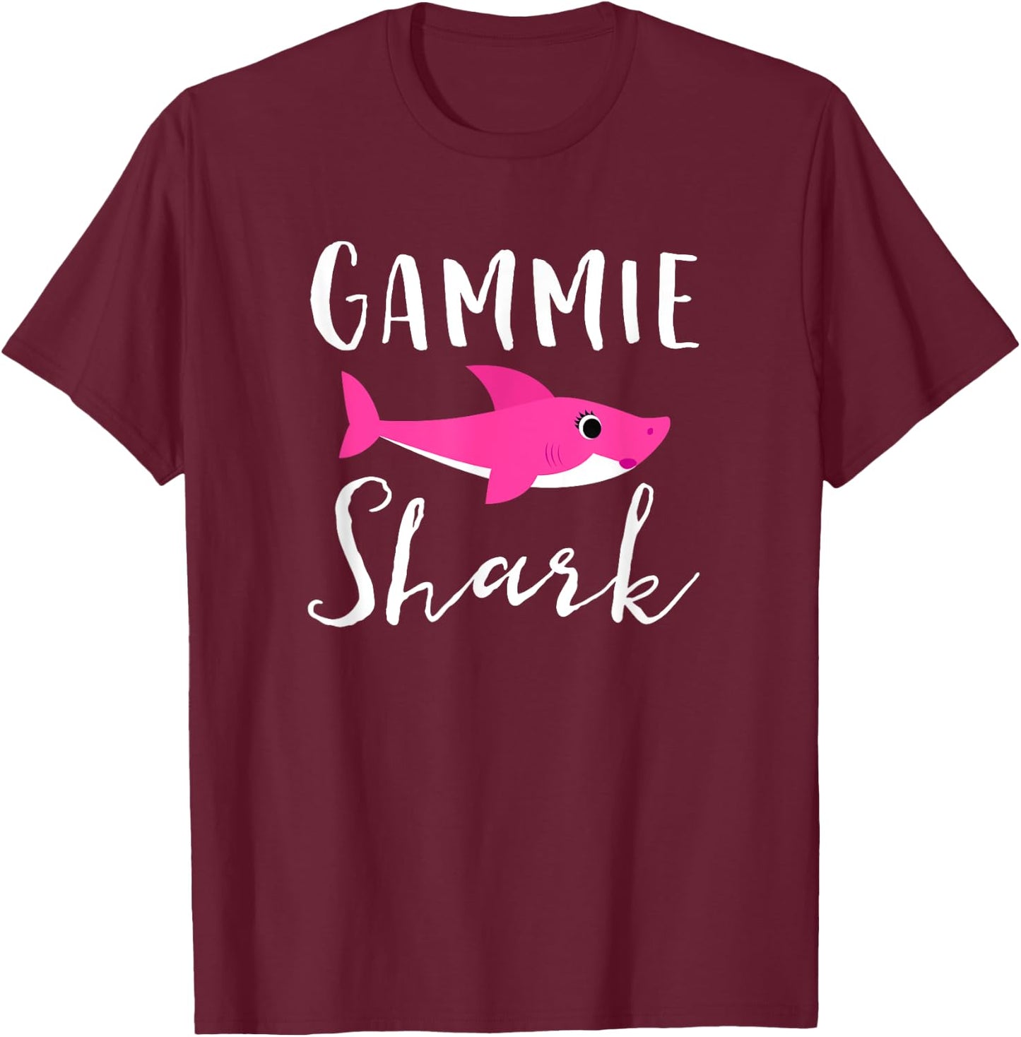 Gammie Shark Grandma Grandmother Pink Shark Graphic T-Shirt - T-Shirt | Maroon