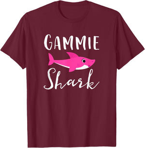Gammie Shark Grandma Grandmother Pink Shark Graphic T-Shirt - T-Shirt | Maroon