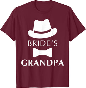 Bride's Grandpa, Grandpa Of The Bride Wedding T-Shirt - T-Shirt | Maroon