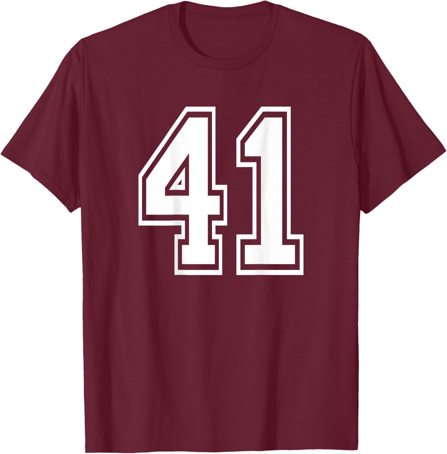 Number 41 Shirt Sports Player Number BACK of Shirt only T-Shirt - T-Shirt | Maroon