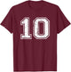 Number 10 Distressed Vintage Ten Sports Training Practice T-Shirt - T-Shirt | Maroon