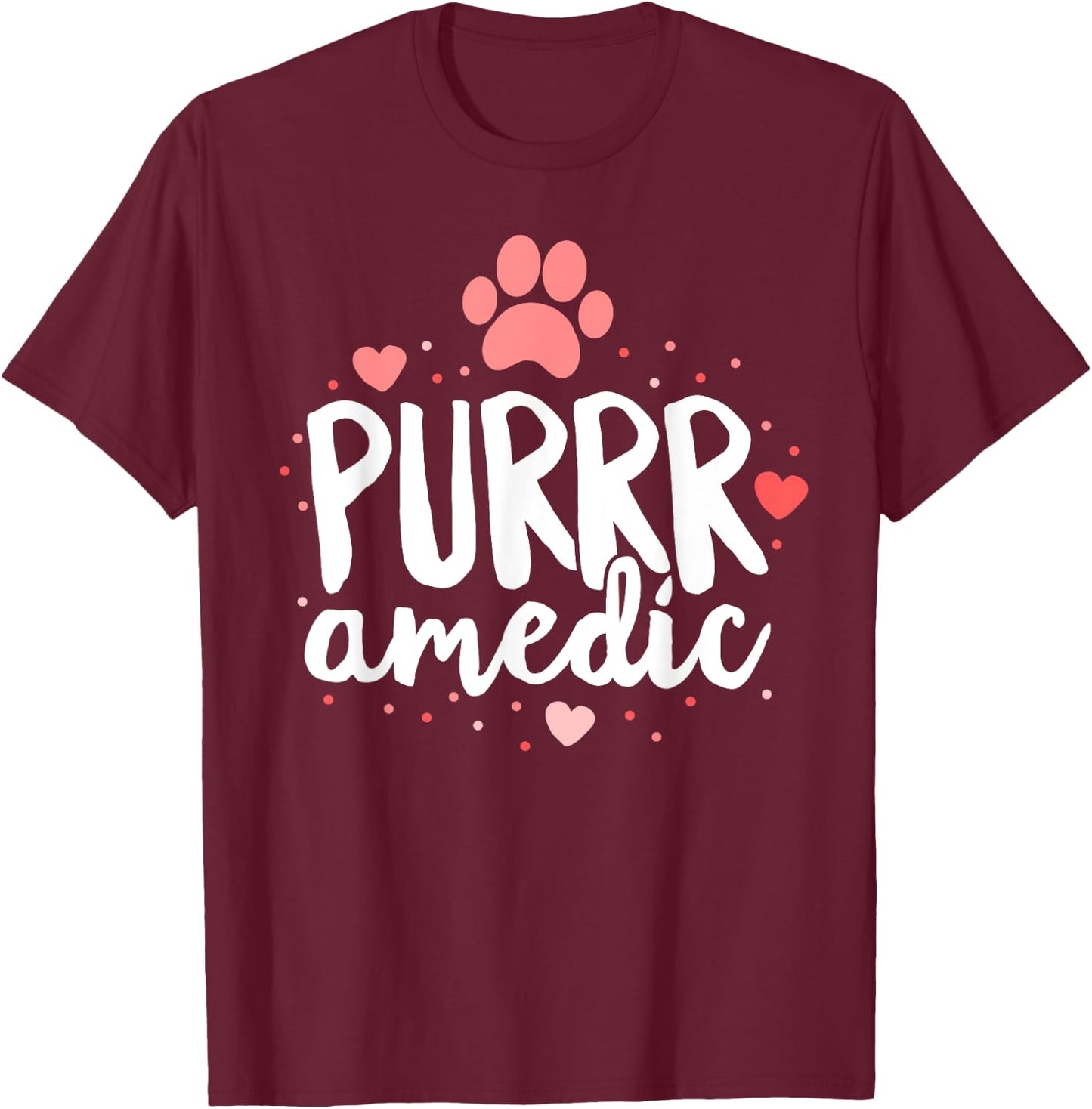 Purrr-amedic (Paramedic) Cat Veterinarian Vet Tech Doctor Women Kids T-Shirt - T-Shirt | Maroon