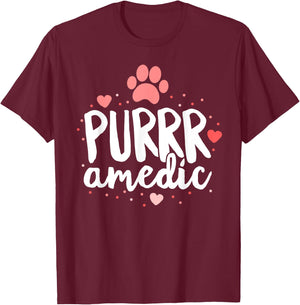 Purrr-amedic (Paramedic) Cat Veterinarian Vet Tech Doctor Women Kids T-Shirt - T-Shirt | Maroon