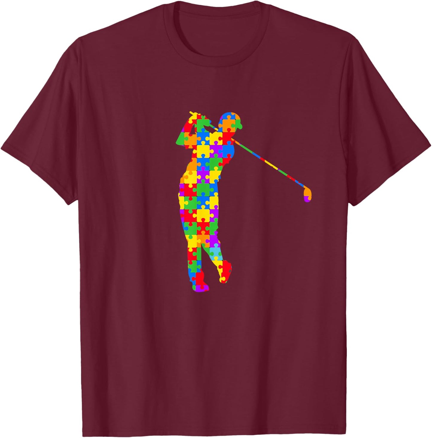 Golf Autism Golf Awareness Acceptance Golfers T-Shirt - T-Shirt | Maroon